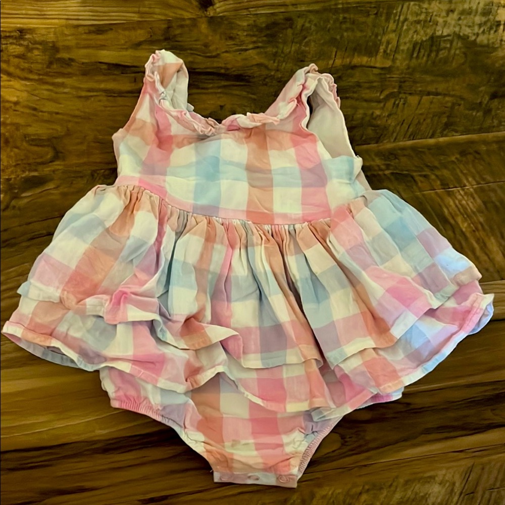 sweethoney Pink and Blue Plaid Baby Dress